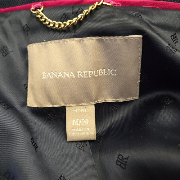 BANANA REPUBLIC Blue and Black Double-Breasted Peacoat /Blazer. Size M - Picture 12 of 16